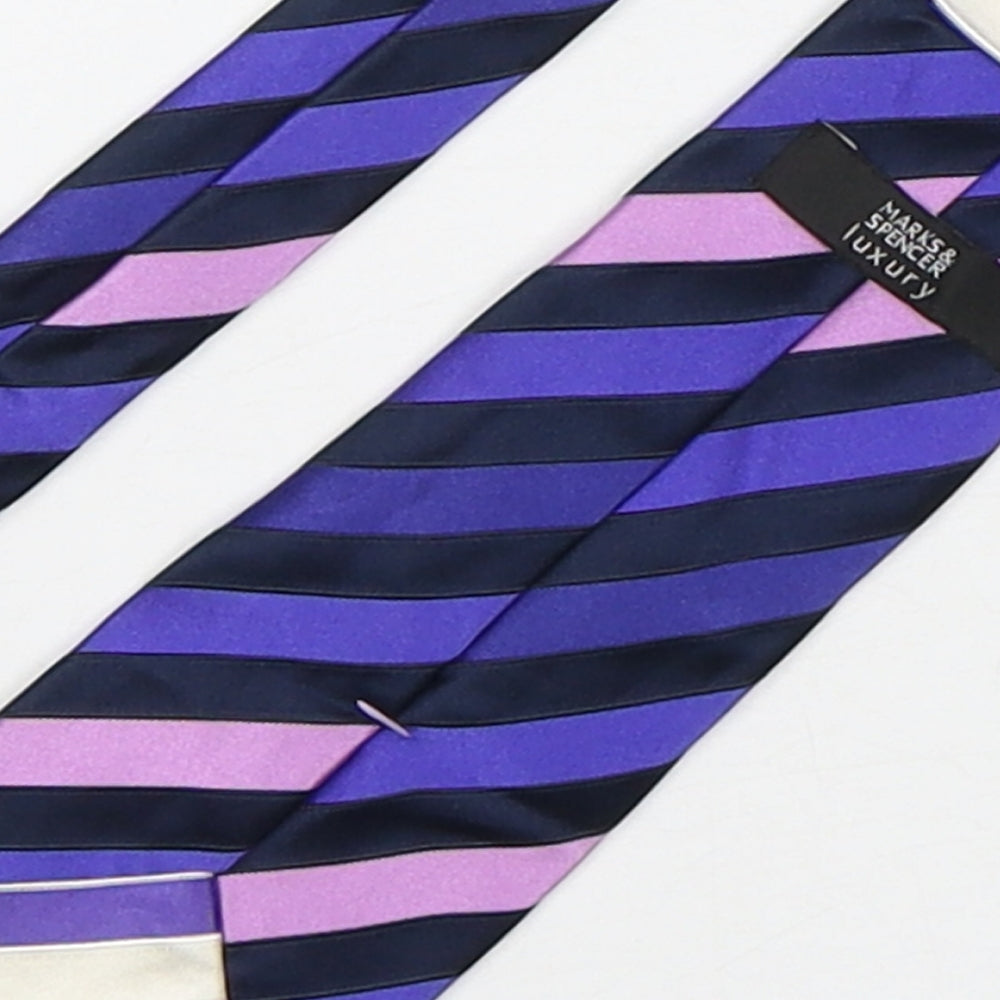 Marks and Spencer Mens Multicoloured Striped Silk Pointed Tie One Size