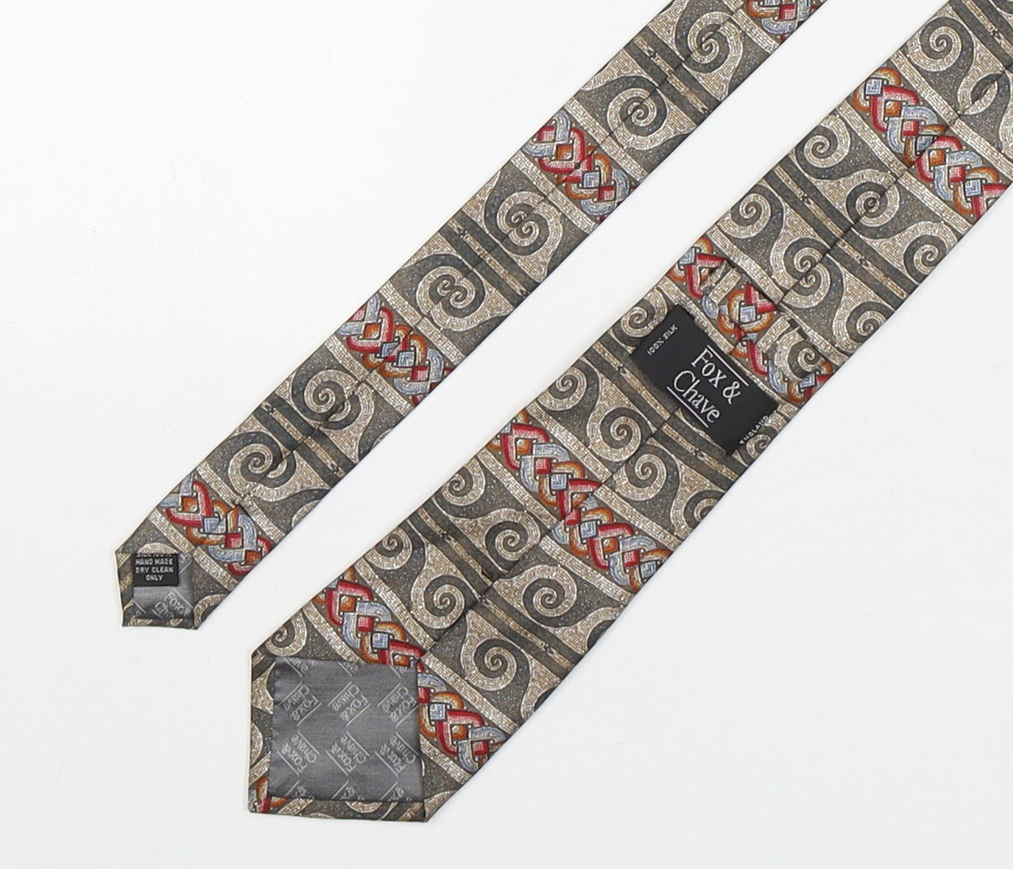 Fox & Chave Mens Multicoloured Geometric Silk Pointed Tie One Size