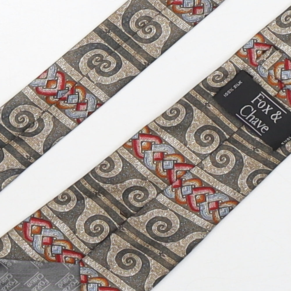 Fox & Chave Mens Multicoloured Geometric Silk Pointed Tie One Size
