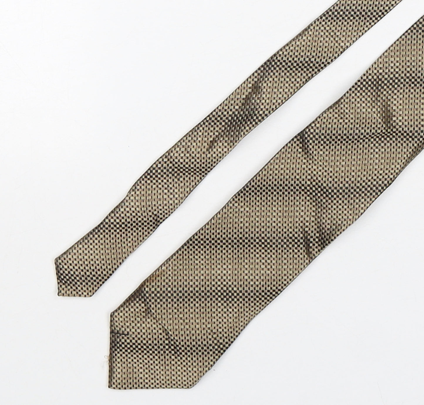 Jeff Banks  Mens Brown Geometric Silk Pointed Tie One Size