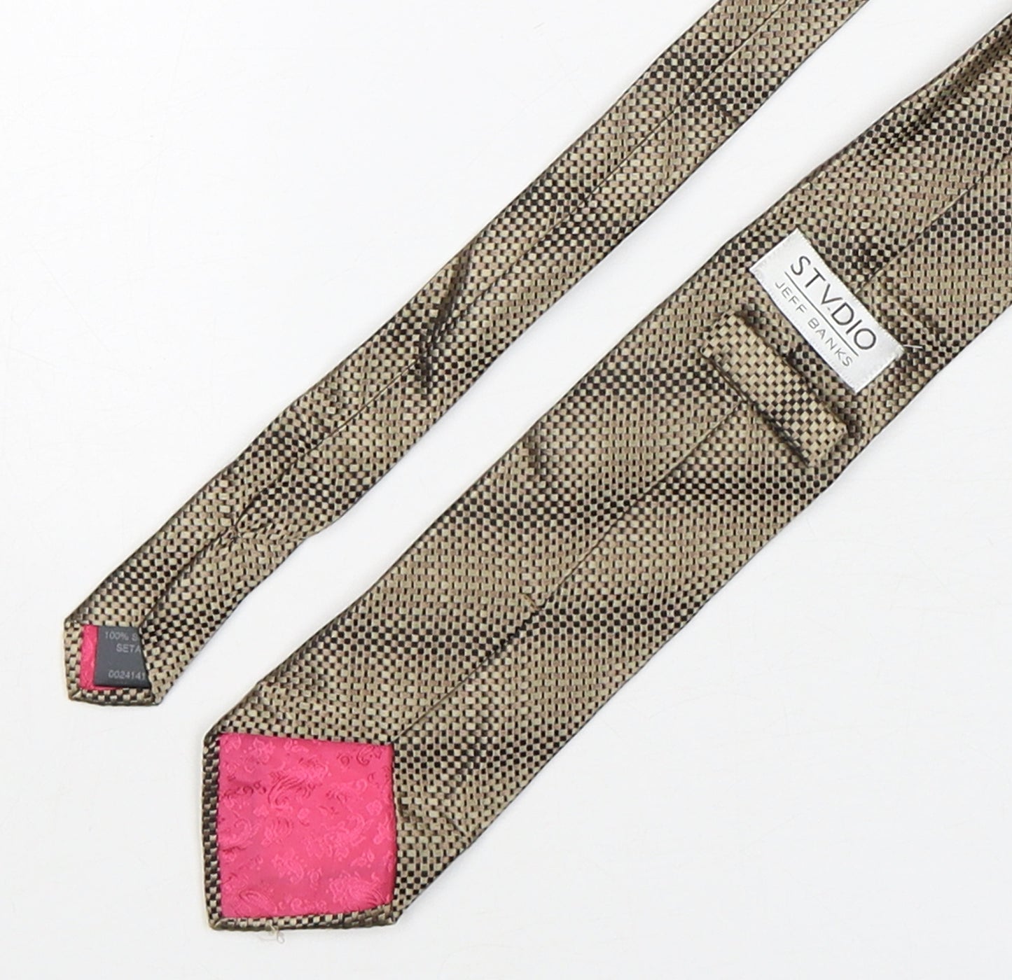 Jeff Banks  Mens Brown Geometric Silk Pointed Tie One Size