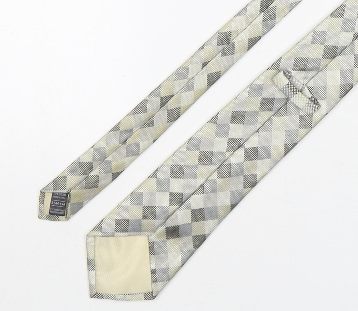Marks and Spencer Mens Multicoloured Plaids & Checks Silk Pointed Tie One Size