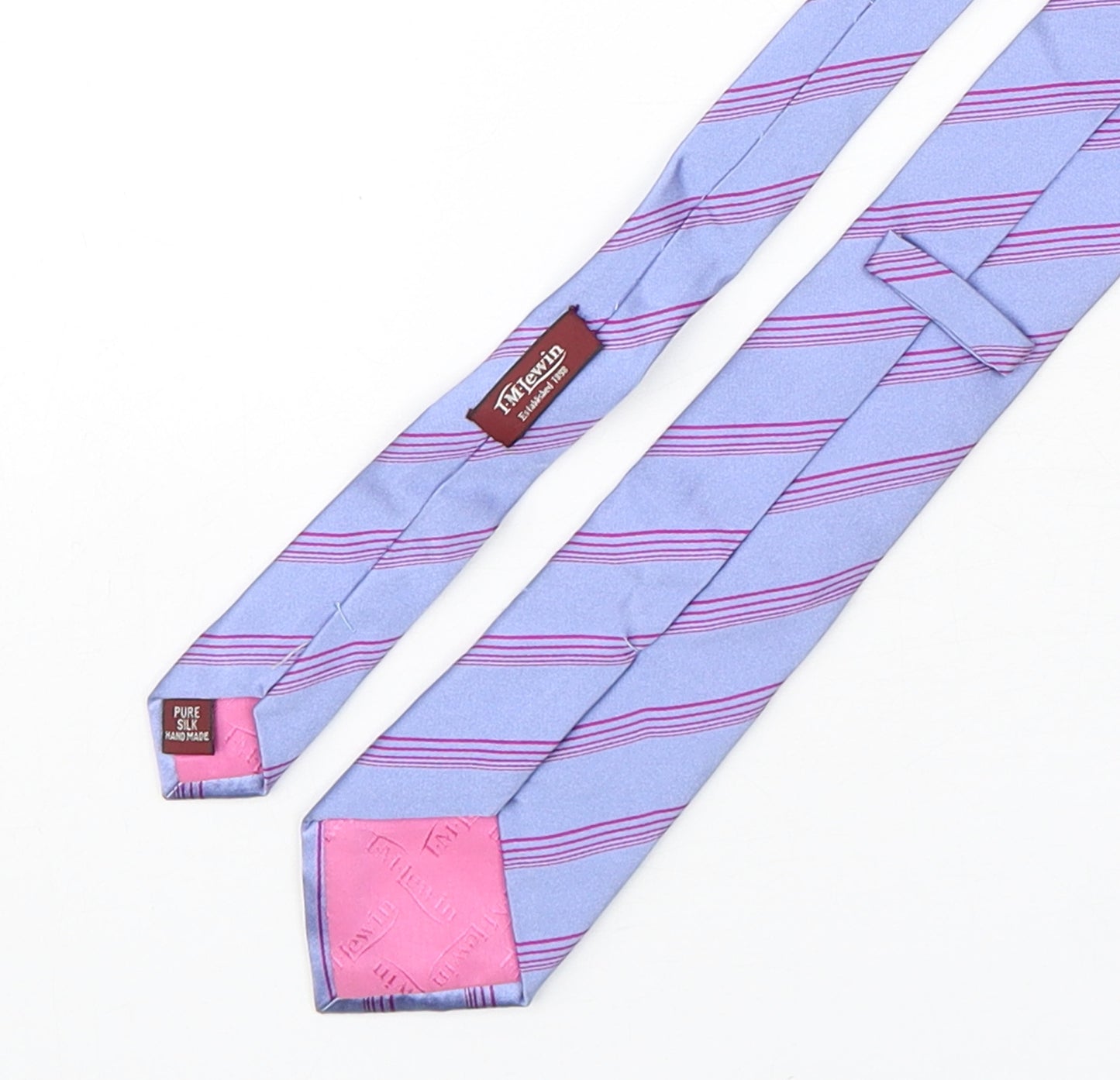 T.M.Lewin  Mens Multicoloured Striped Silk Pointed Tie One Size