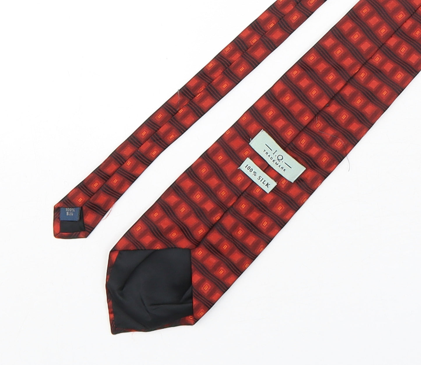 I.Q. Mens Red Geometric Silk Pointed Tie One Size
