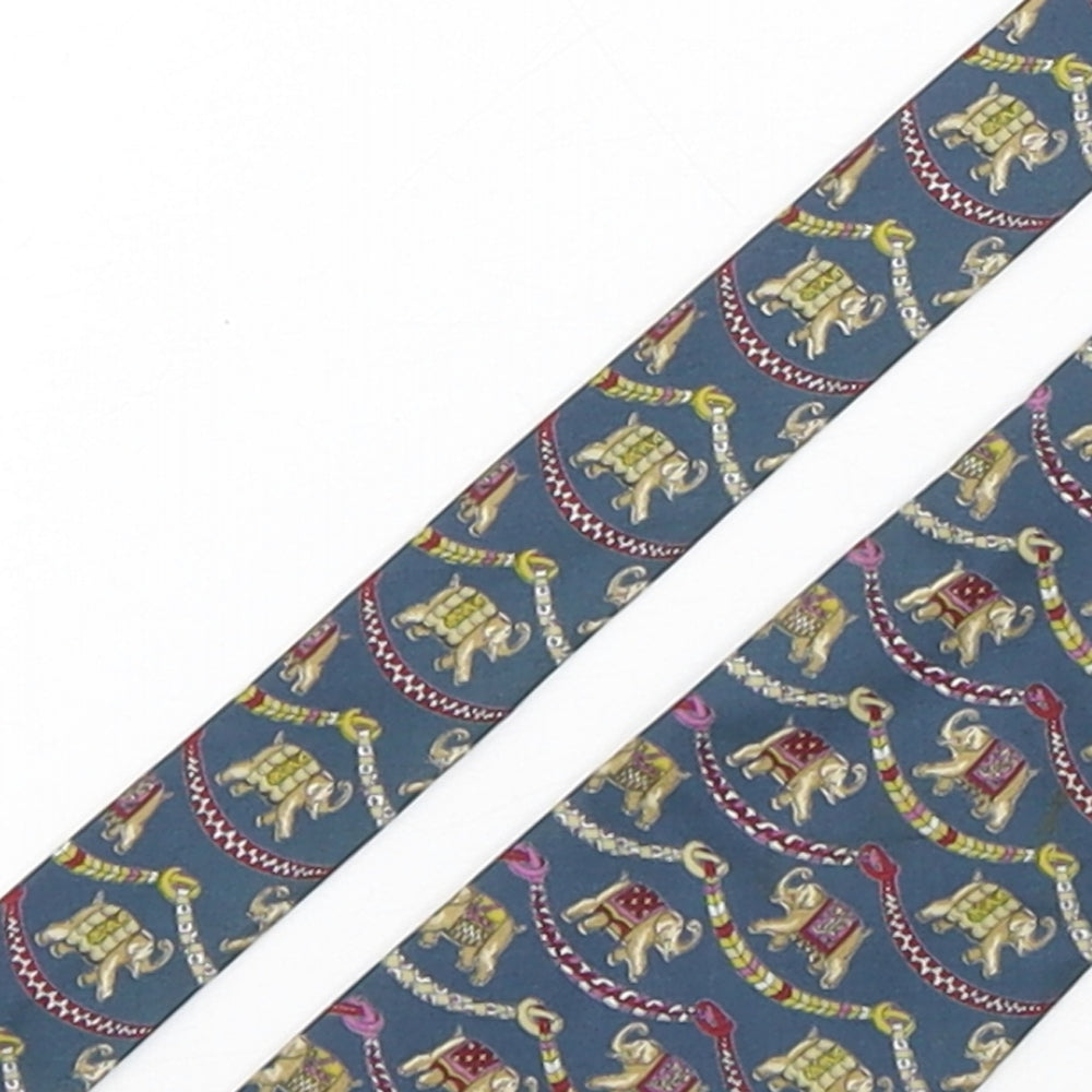 Jim Thompson Mens Multicoloured Geometric Silk Pointed Tie One Size - Elephants