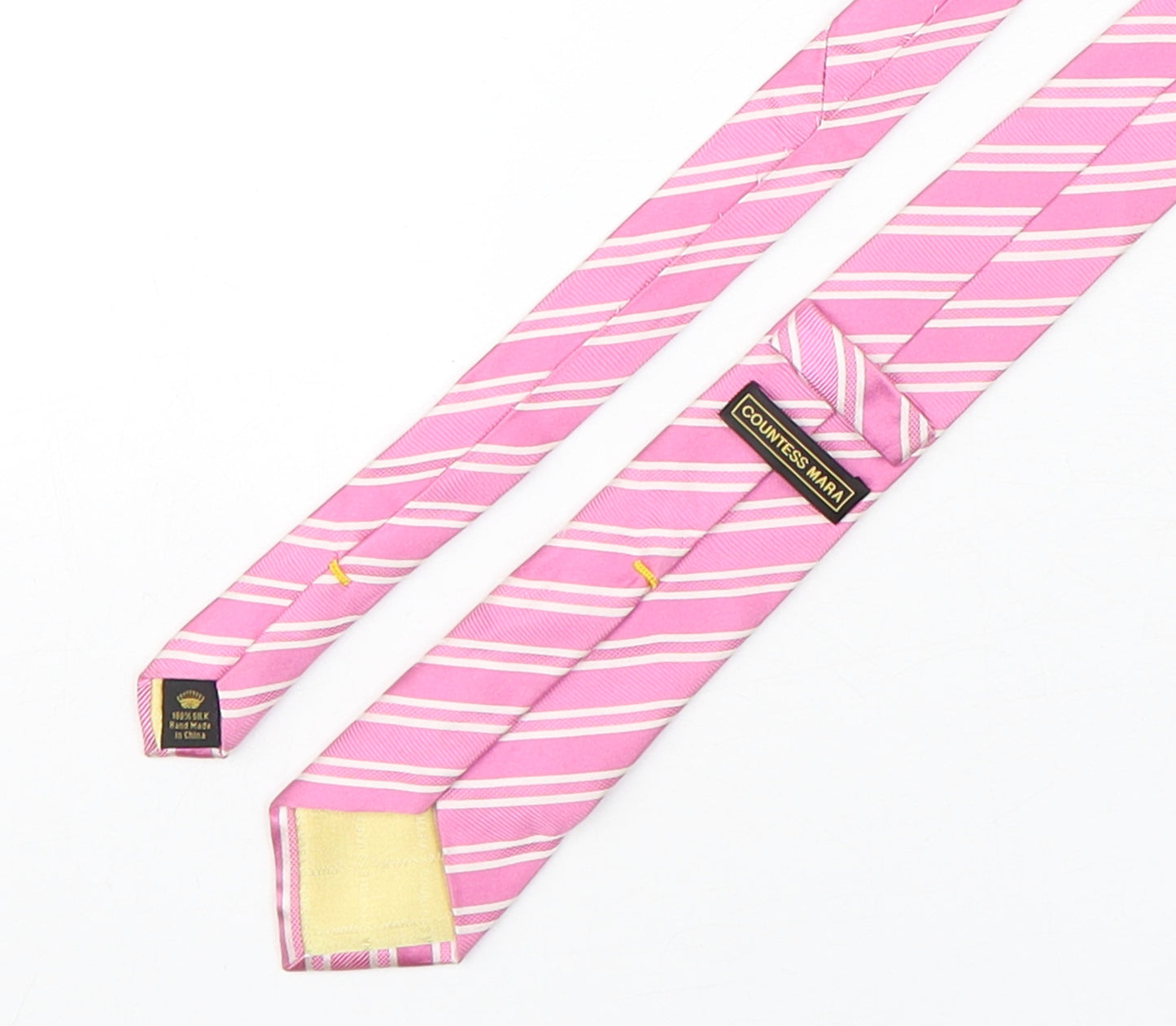 Countess Mara Mens Pink Striped Silk Pointed Tie One Size