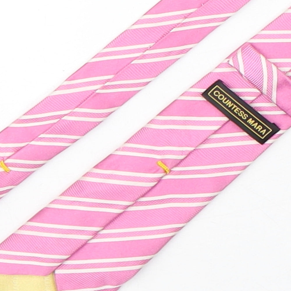 Countess Mara Mens Pink Striped Silk Pointed Tie One Size