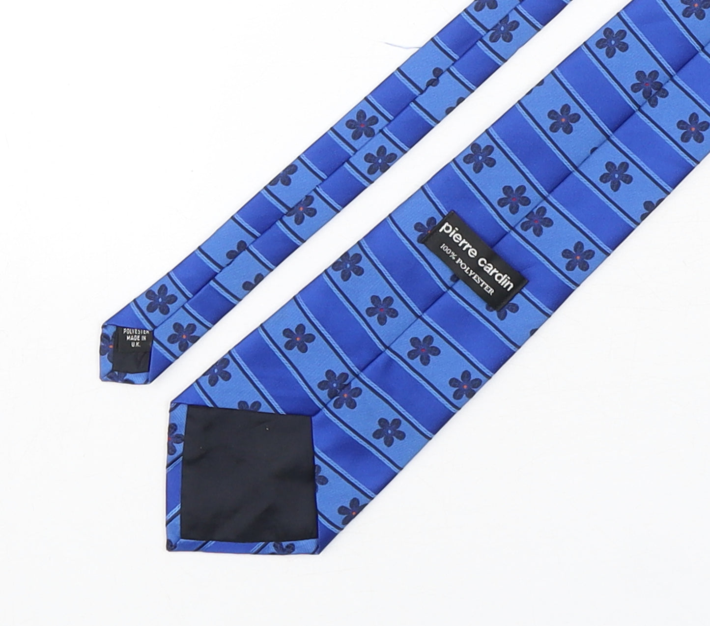 Pierre Cardin  Mens Blue Floral Polyester Pointed Tie One Size