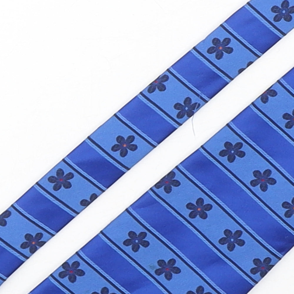 Pierre Cardin  Mens Blue Floral Polyester Pointed Tie One Size