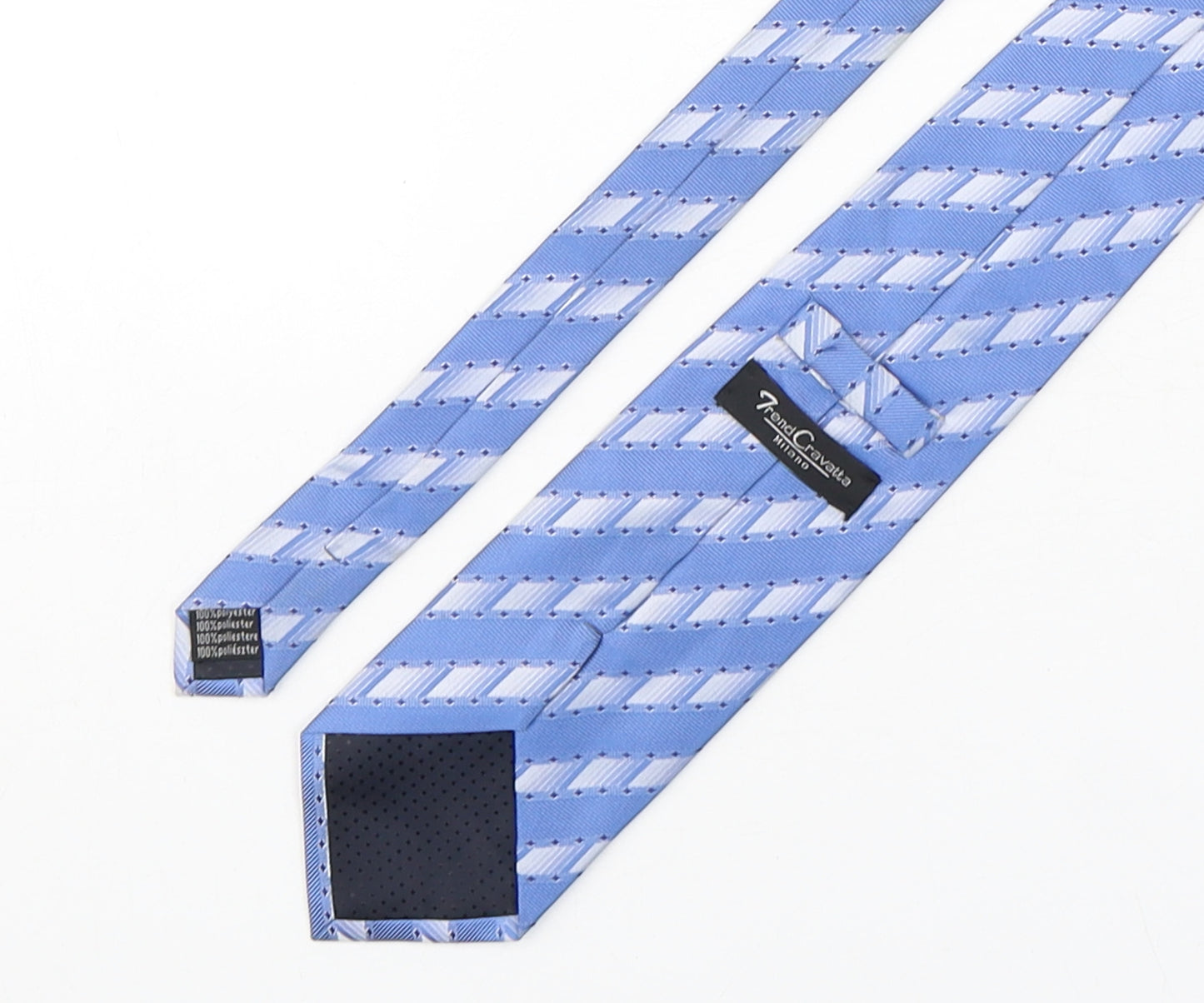 Trend Cravatta Mens Blue Geometric Polyester Pointed Tie One Size