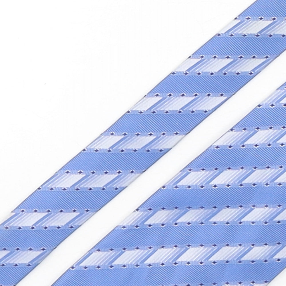 Trend Cravatta Mens Blue Geometric Polyester Pointed Tie One Size