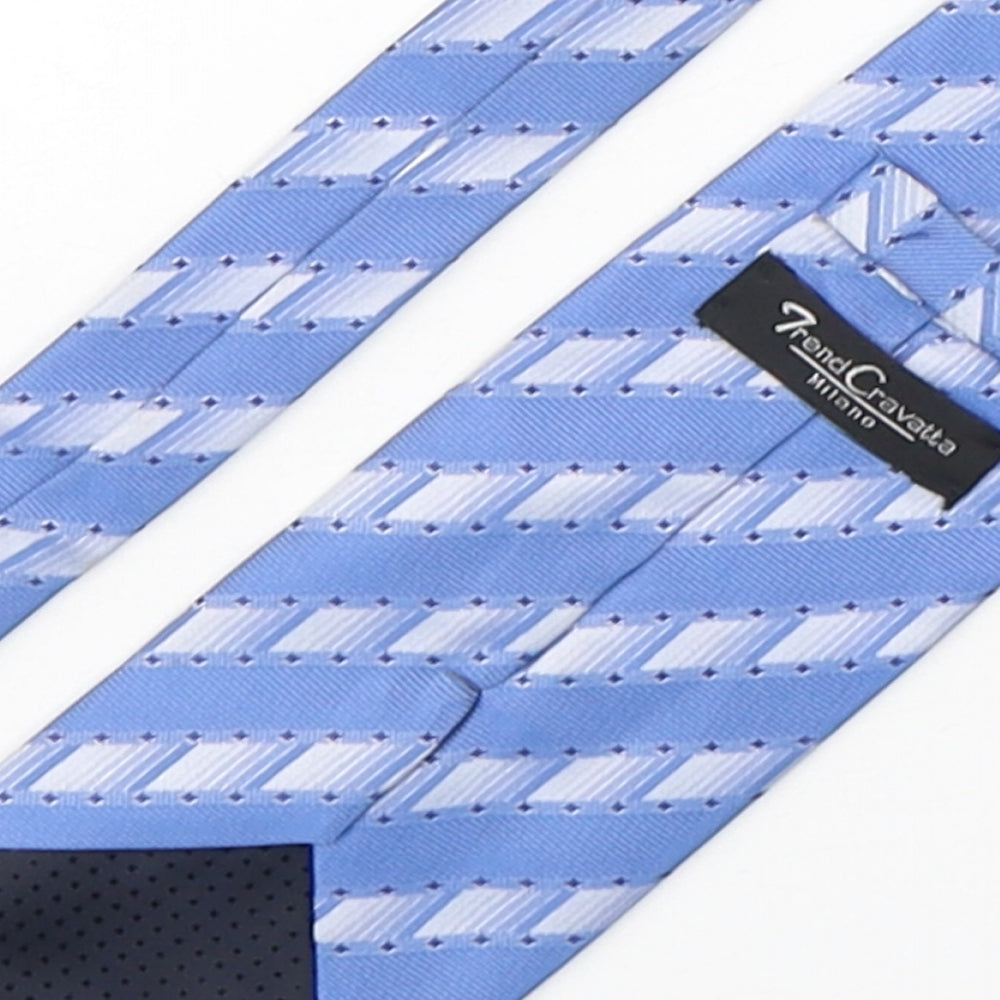 Trend Cravatta Mens Blue Geometric Polyester Pointed Tie One Size