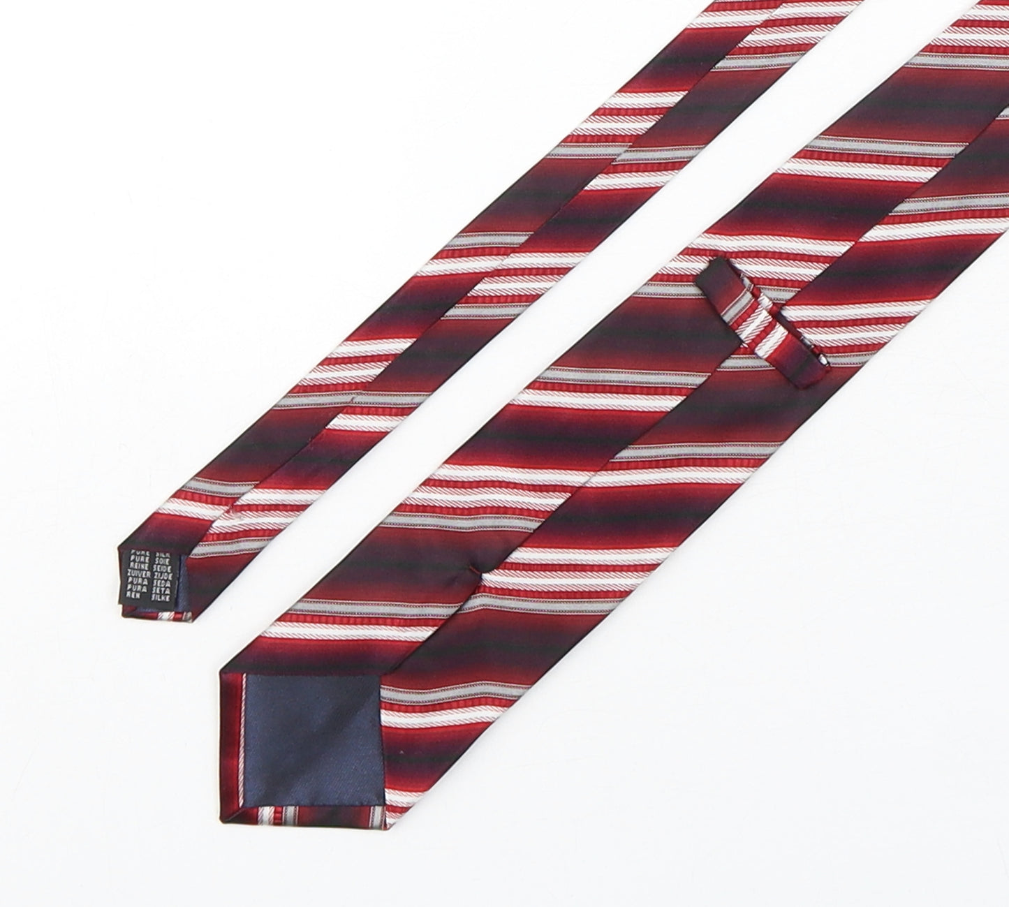 Preworn Mens Red Striped Silk Pointed Tie One Size