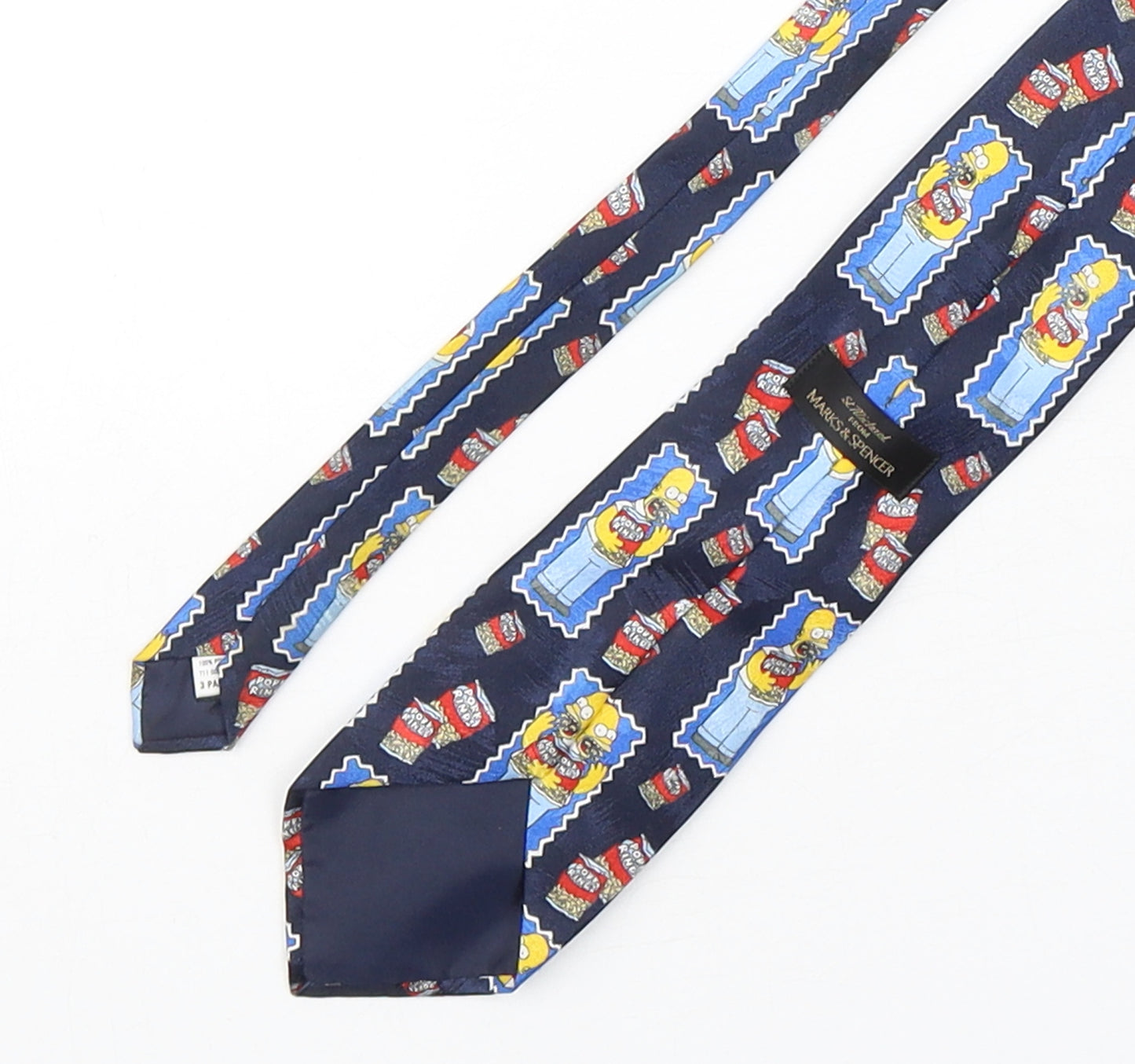 Marks and Spencer Mens Multicoloured Geometric Polyester Pointed Tie One Size - The Simpsons