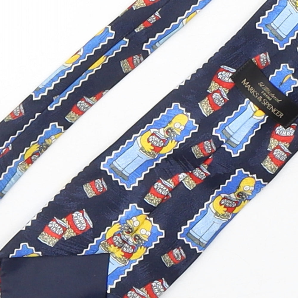 Marks and Spencer Mens Multicoloured Geometric Polyester Pointed Tie One Size - The Simpsons