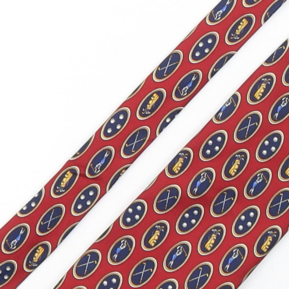Marks and Spencer Mens Multicoloured Geometric Polyester Pointed Tie One Size - Golf