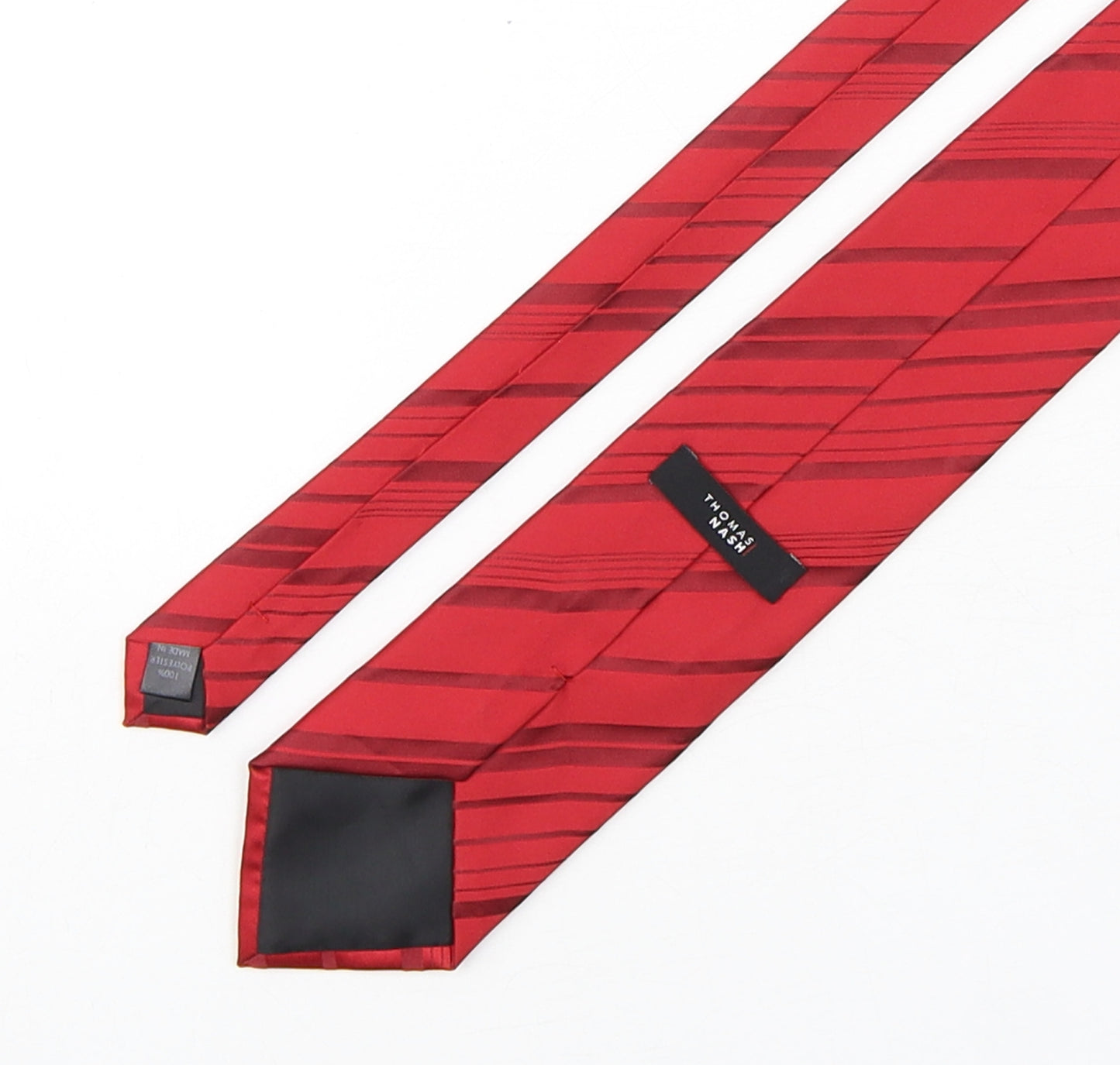 Thomas Nash  Mens Red Striped Polyester Pointed Tie One Size