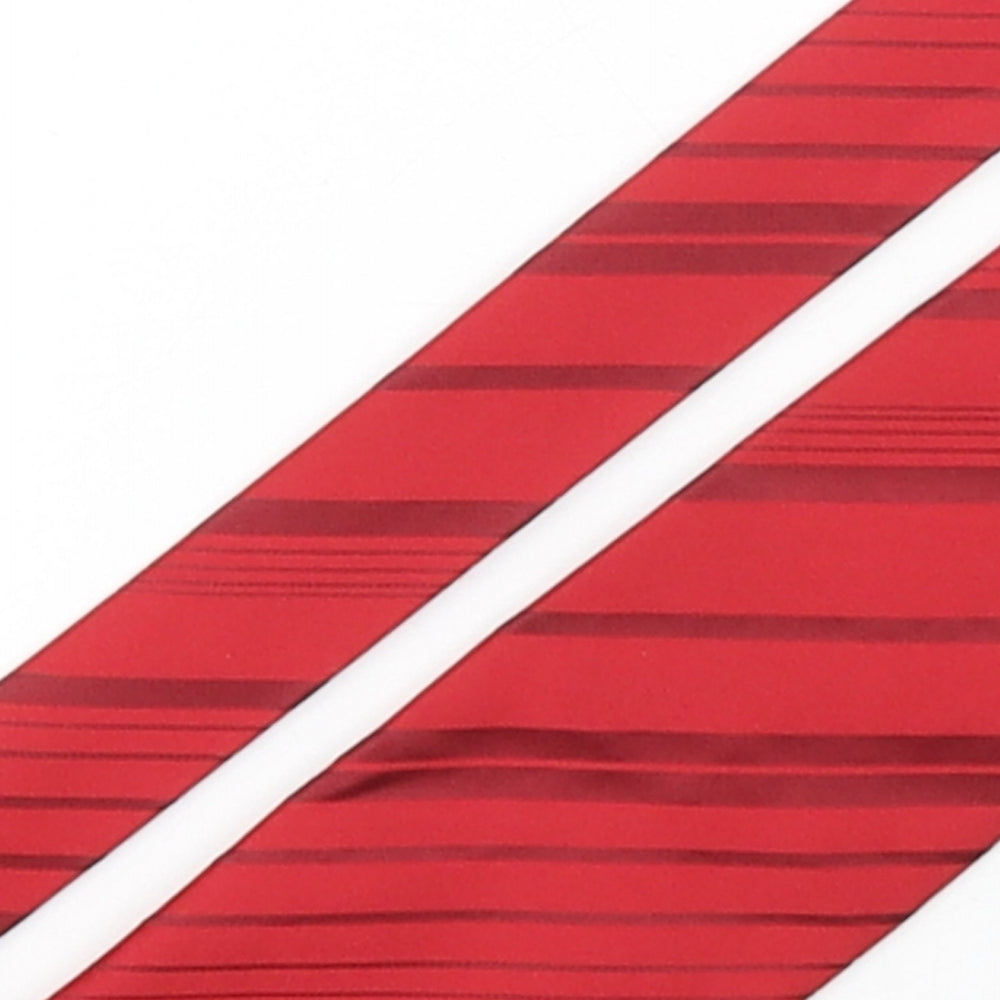 Thomas Nash  Mens Red Striped Polyester Pointed Tie One Size