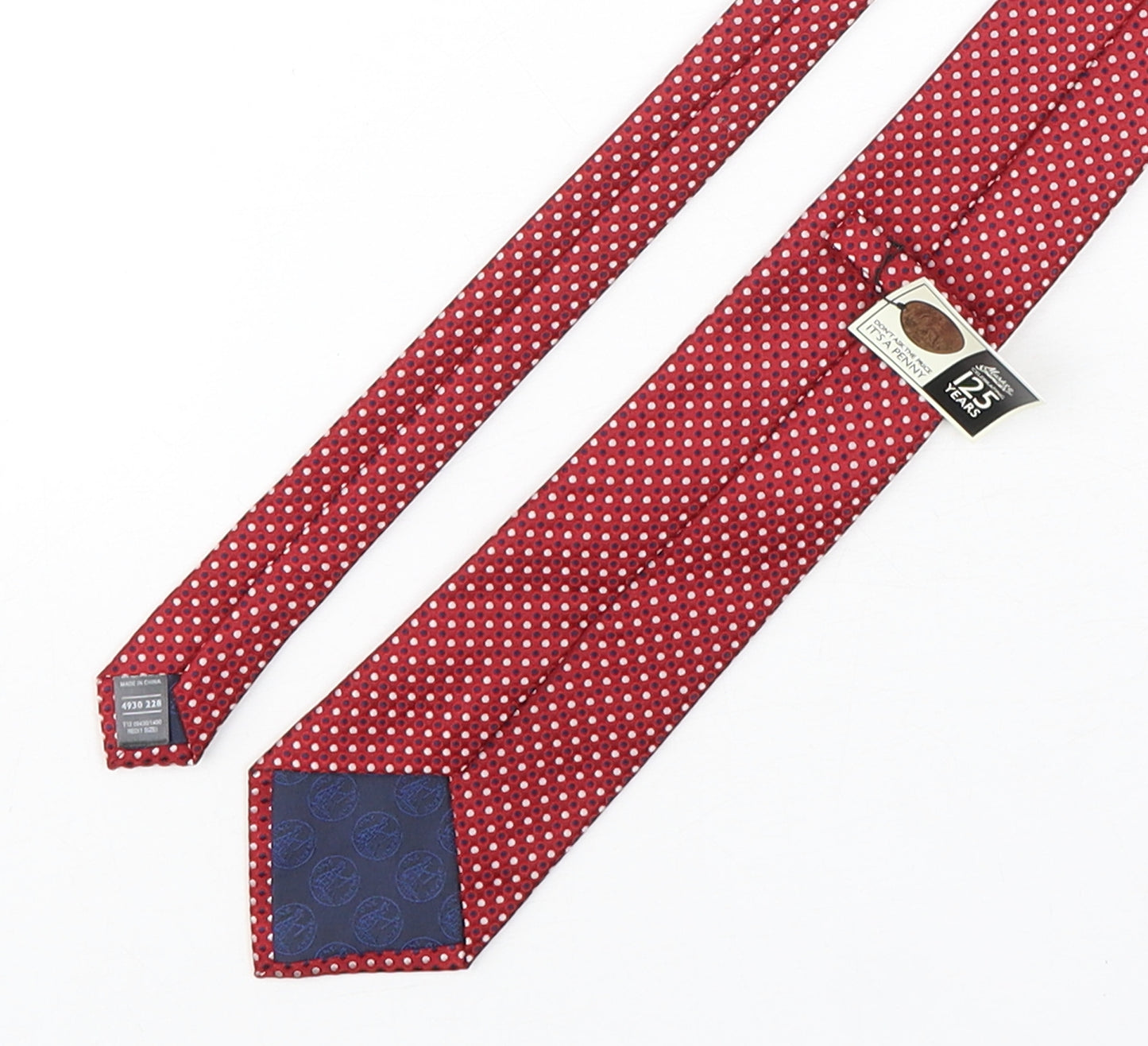 Marks and Spencer Mens Red Polka Dot Polyester Pointed Tie One Size