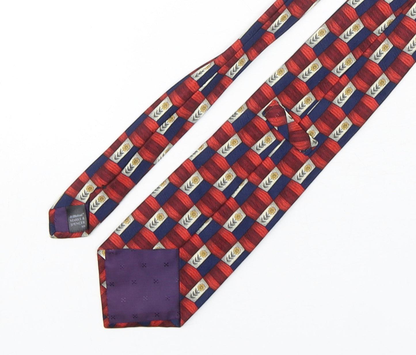 Marks and Spencer Mens Multicoloured Geometric Silk Pointed Tie One Size