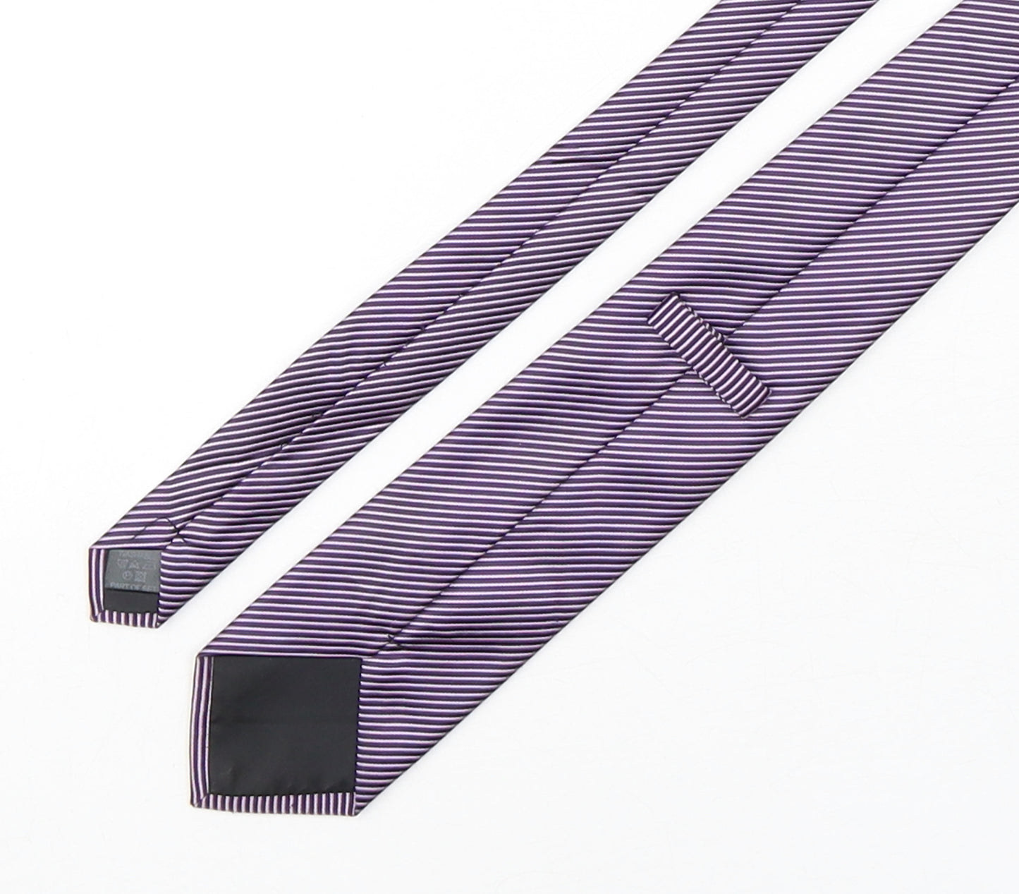 Preworn Mens Purple Striped Polyester Pointed Tie One Size