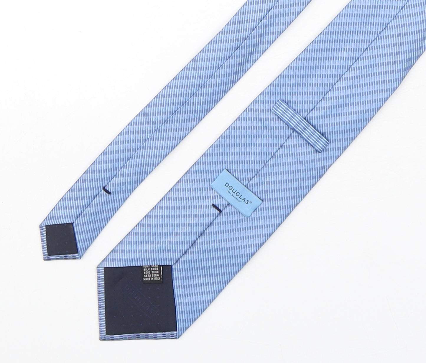 Douglas Mens Blue Striped Silk Pointed Tie One Size