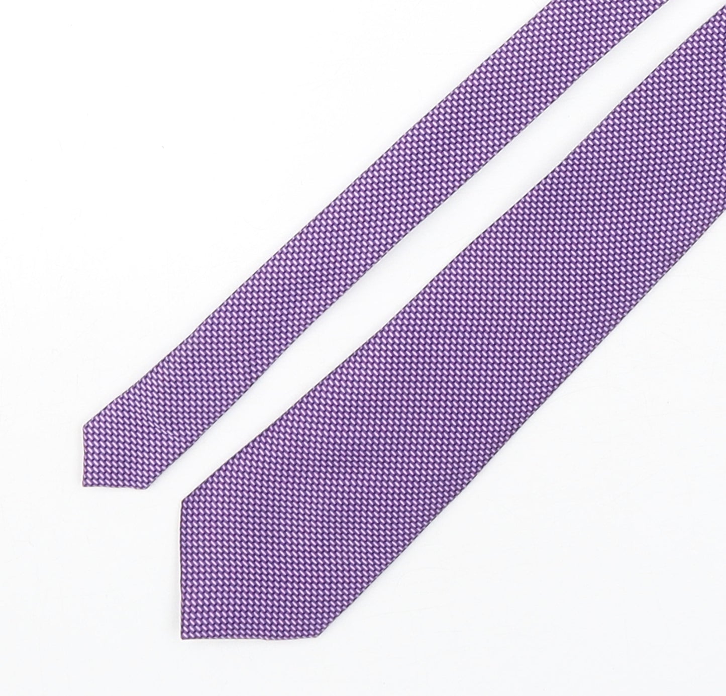 Marks and Spencer Mens Purple Geometric Silk Pointed Tie One Size