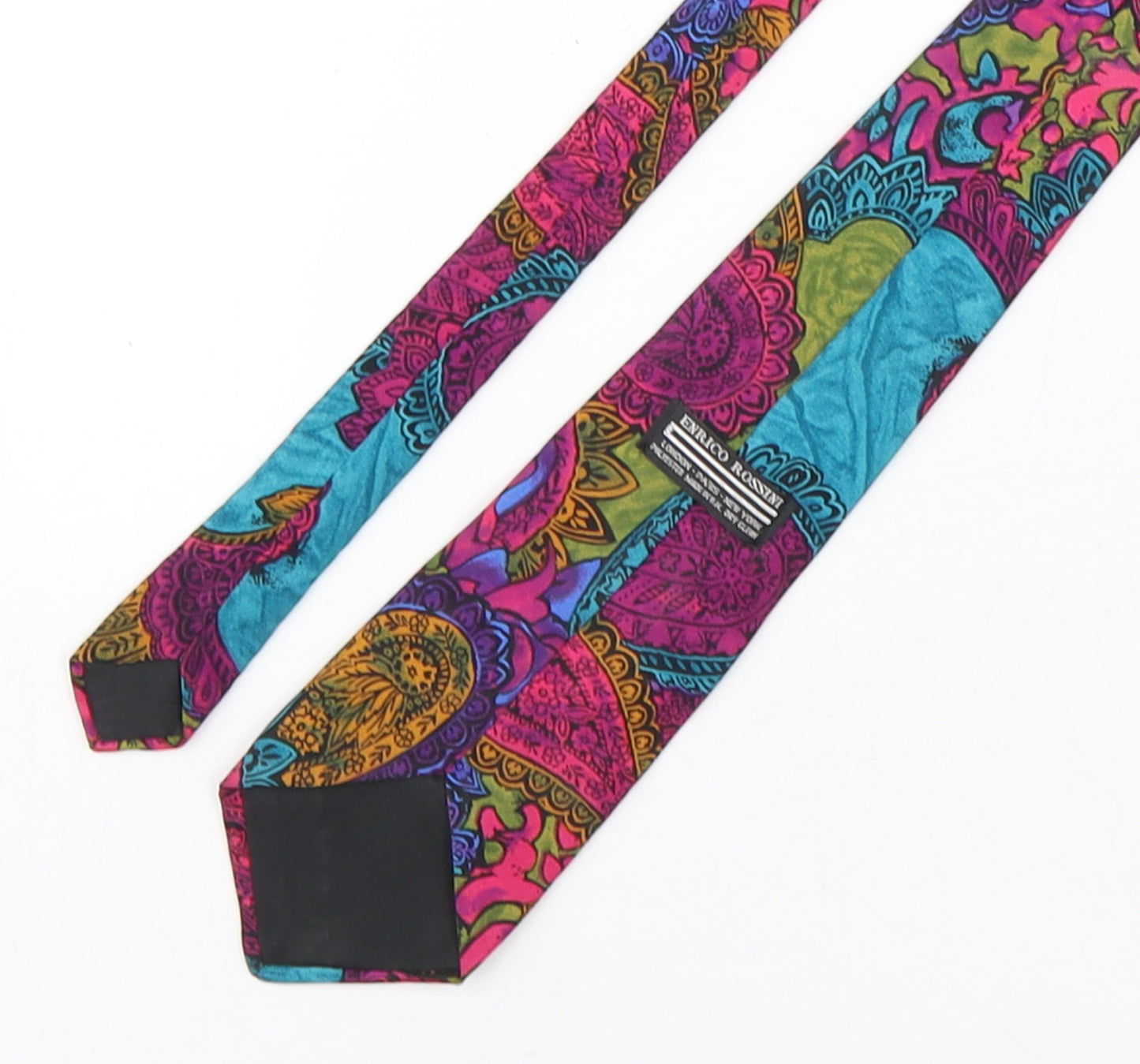 Enrico Rossini Mens Multicoloured Paisley Polyester Pointed Tie One Size
