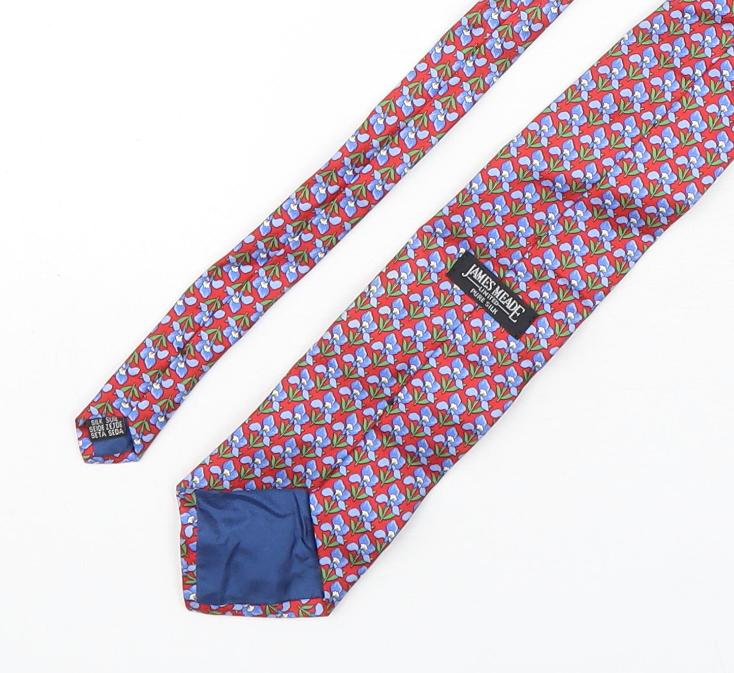 James Meade  Mens Multicoloured Geometric Silk Pointed Tie One Size