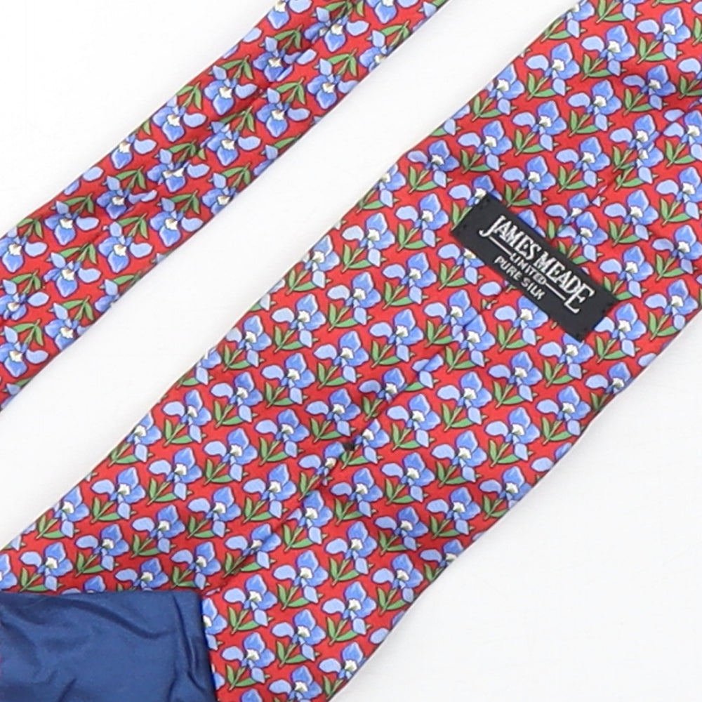 James Meade  Mens Multicoloured Geometric Silk Pointed Tie One Size