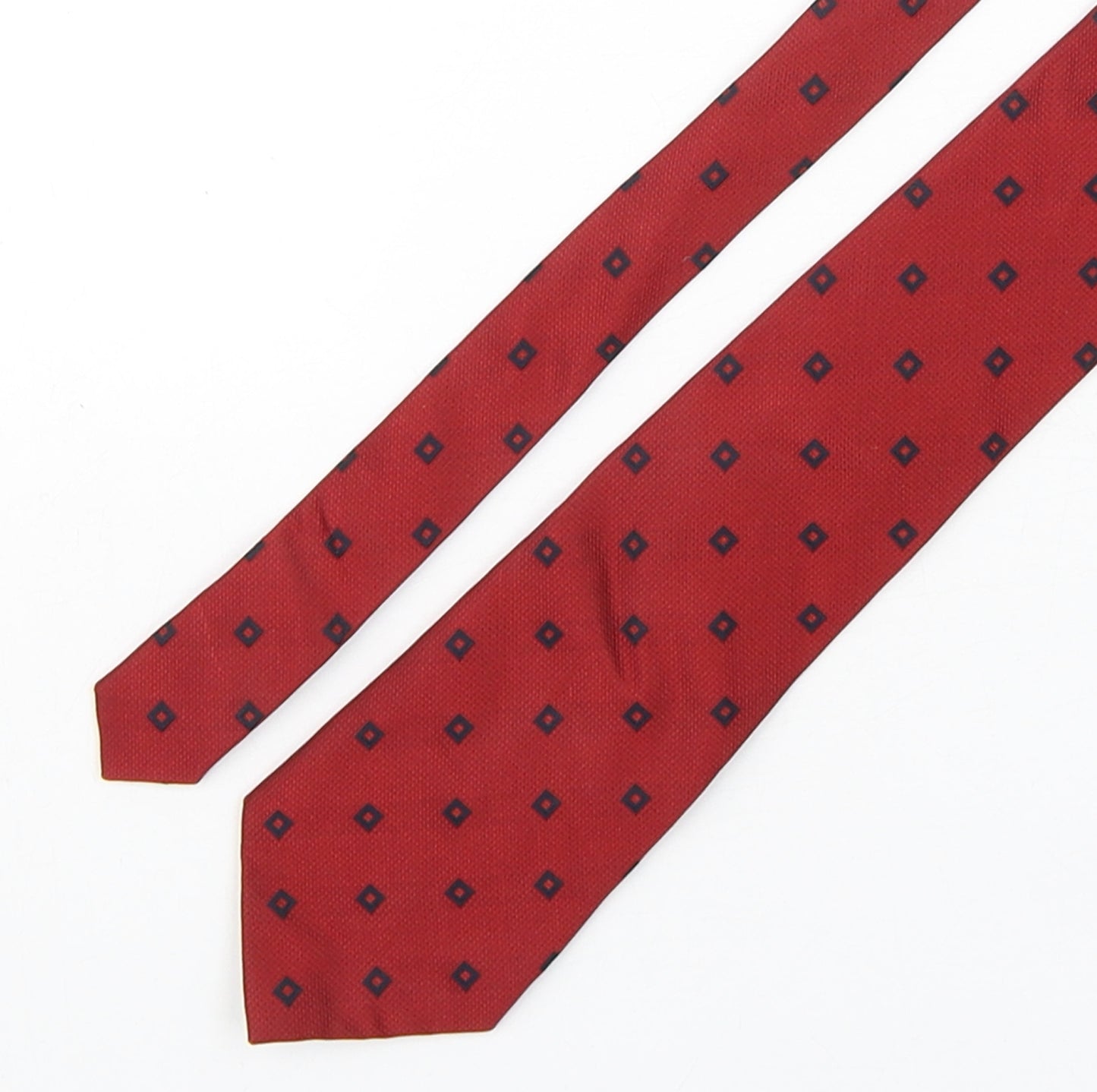 Preworn Mens Red Geometric Silk Pointed Tie One Size