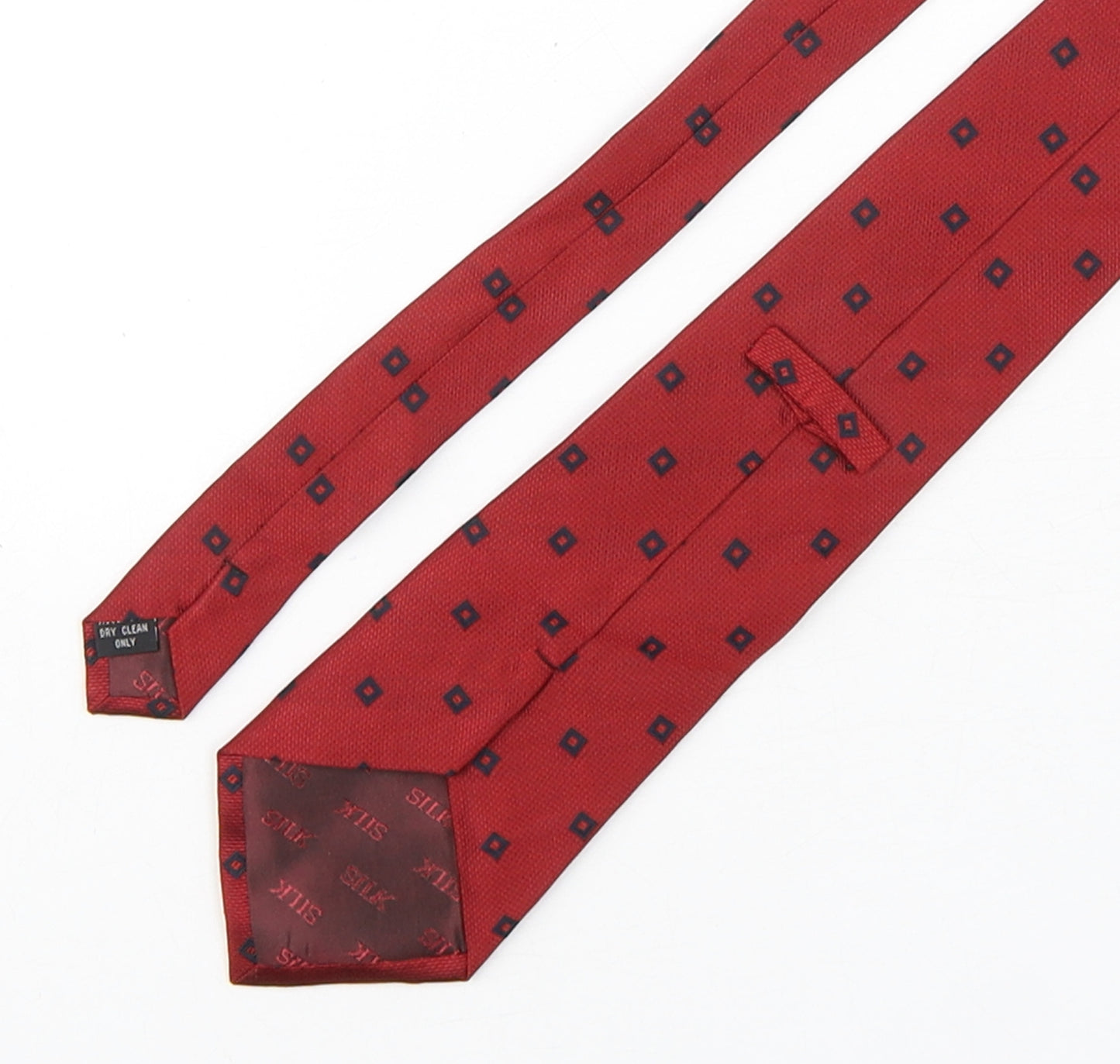 Preworn Mens Red Geometric Silk Pointed Tie One Size