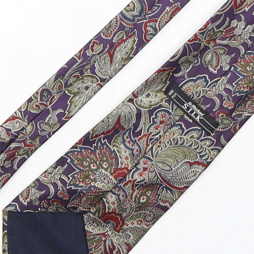 St Michael Mens Multicoloured Floral Silk Pointed Tie One Size