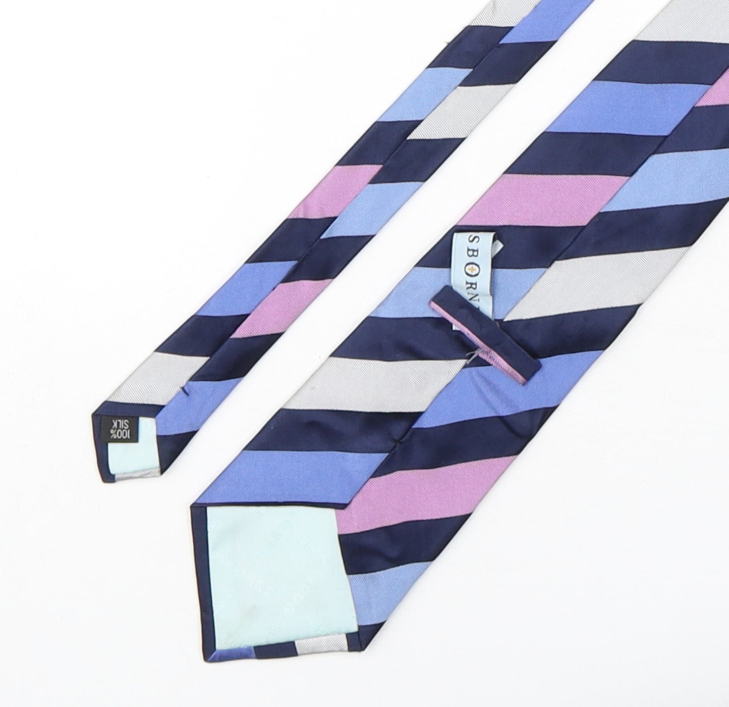 Osborne Mens Multicoloured Striped Silk Pointed Tie One Size