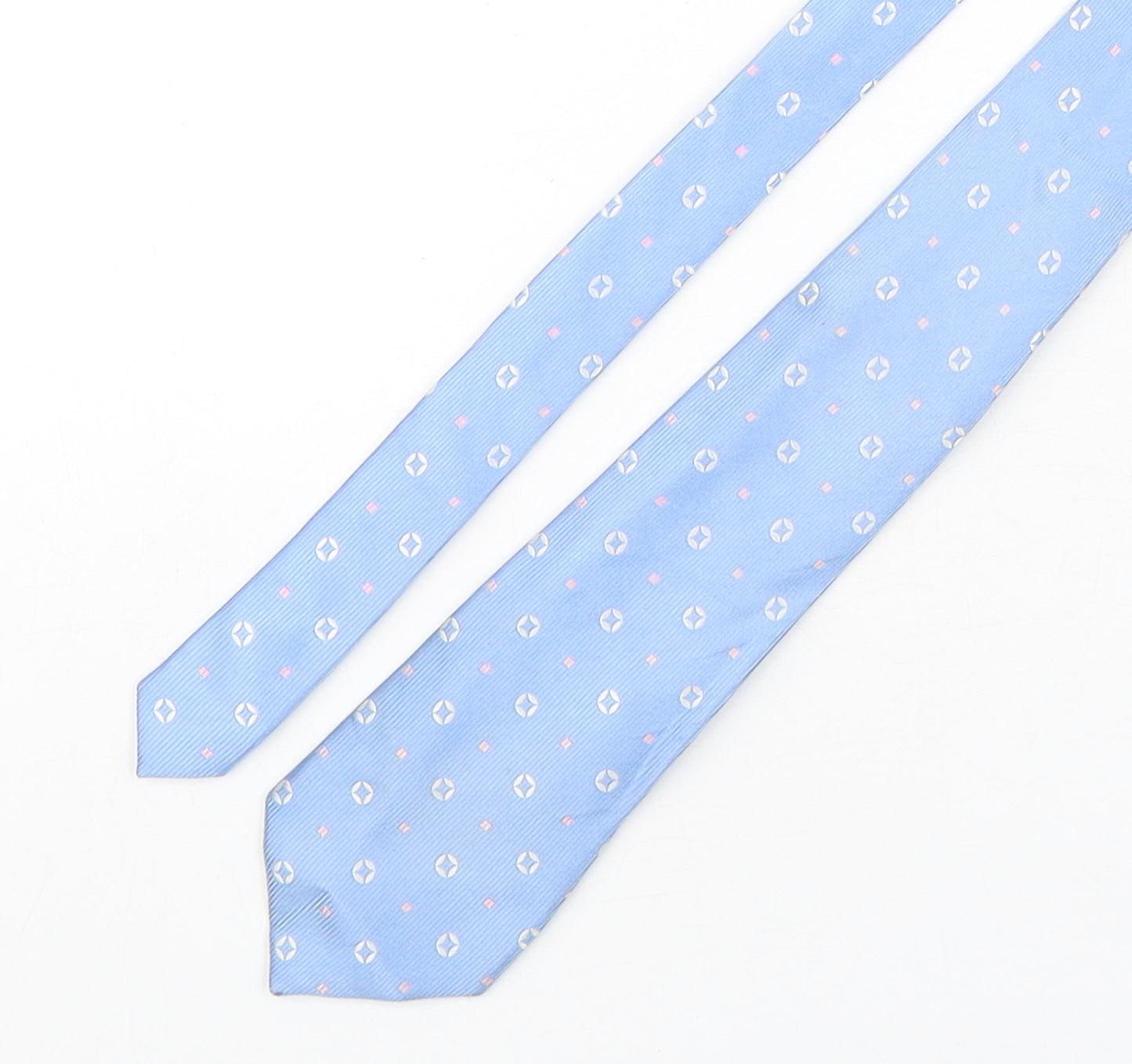 T.M.Lewin  Mens Blue Geometric Silk Pointed Tie One Size