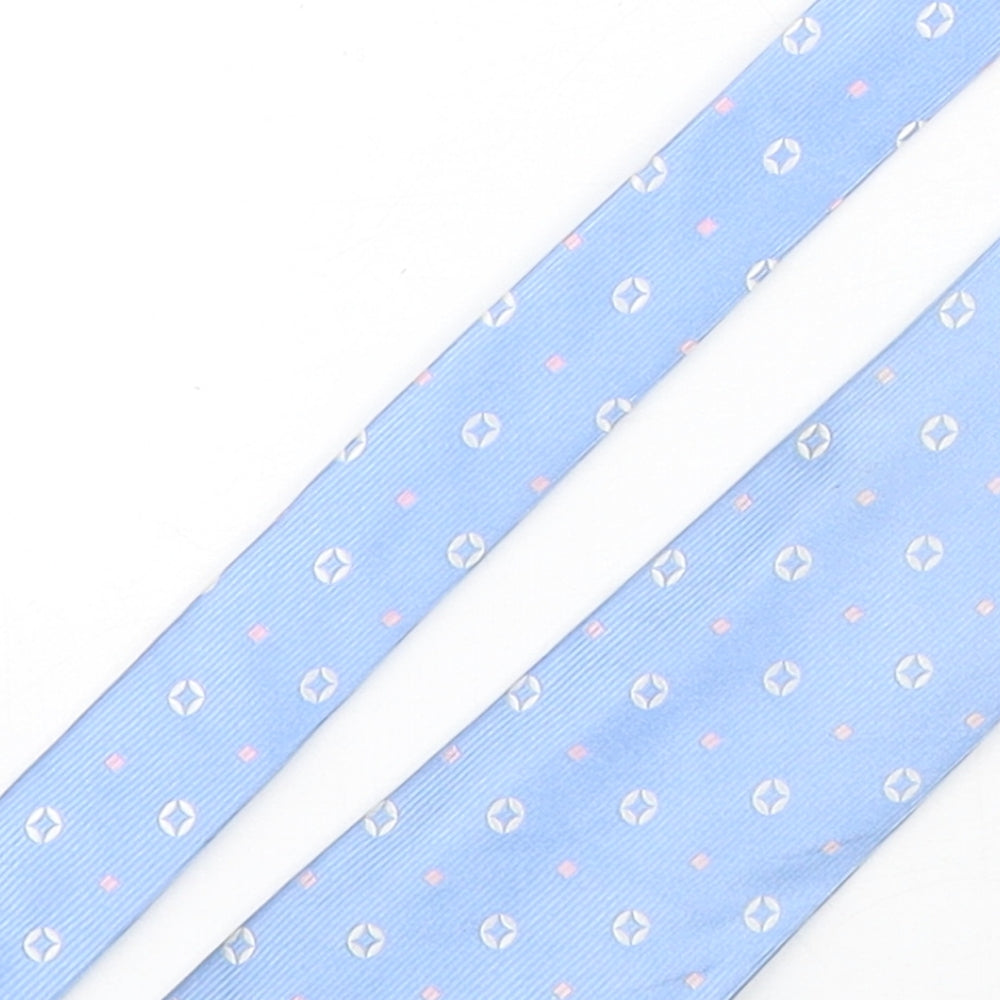 T.M.Lewin  Mens Blue Geometric Silk Pointed Tie One Size