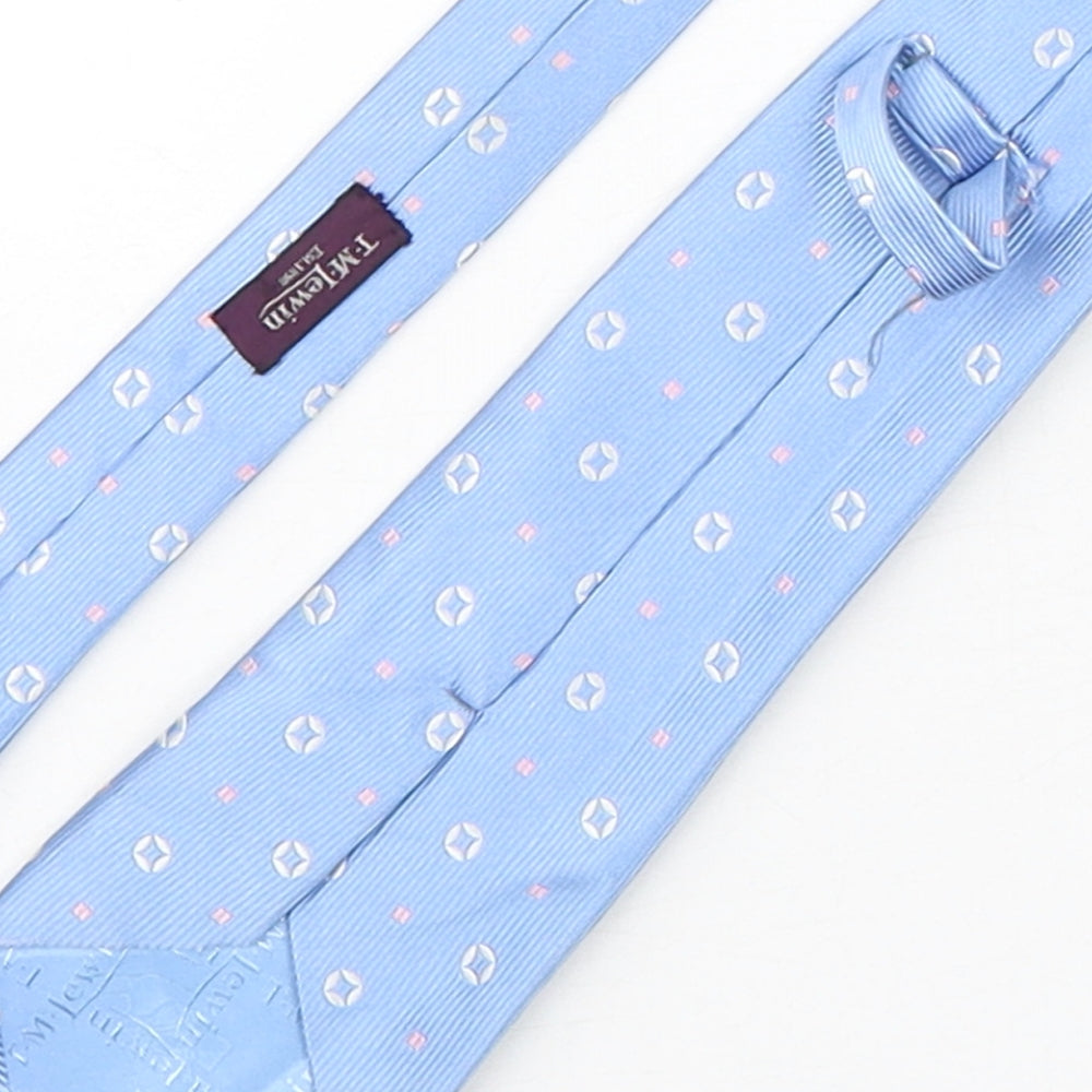 T.M.Lewin  Mens Blue Geometric Silk Pointed Tie One Size