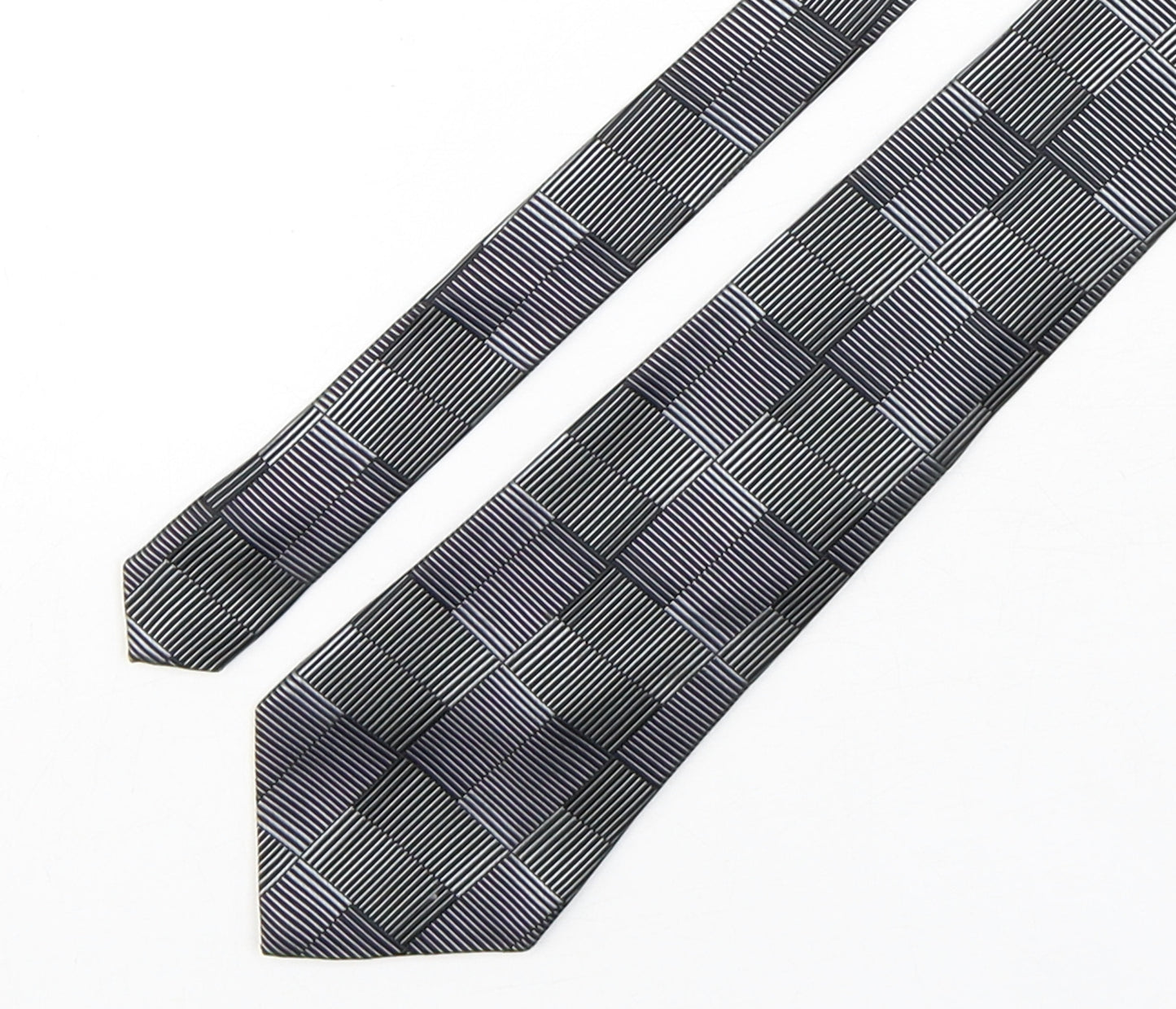 Rutherford Mens Grey Geometric Silk Pointed Tie One Size