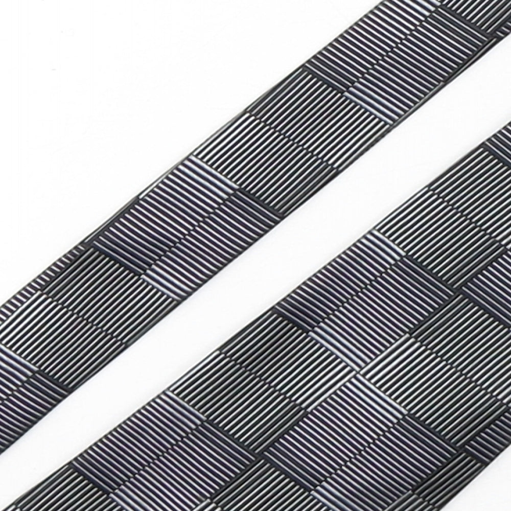 Rutherford Mens Grey Geometric Silk Pointed Tie One Size
