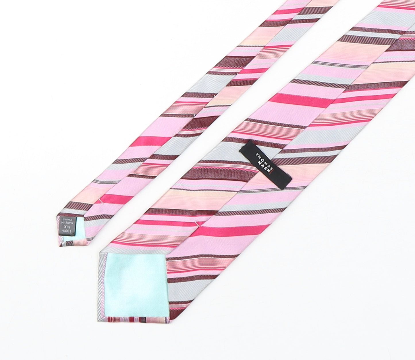 Thomas Nash  Mens Multicoloured Striped Silk Pointed Tie One Size