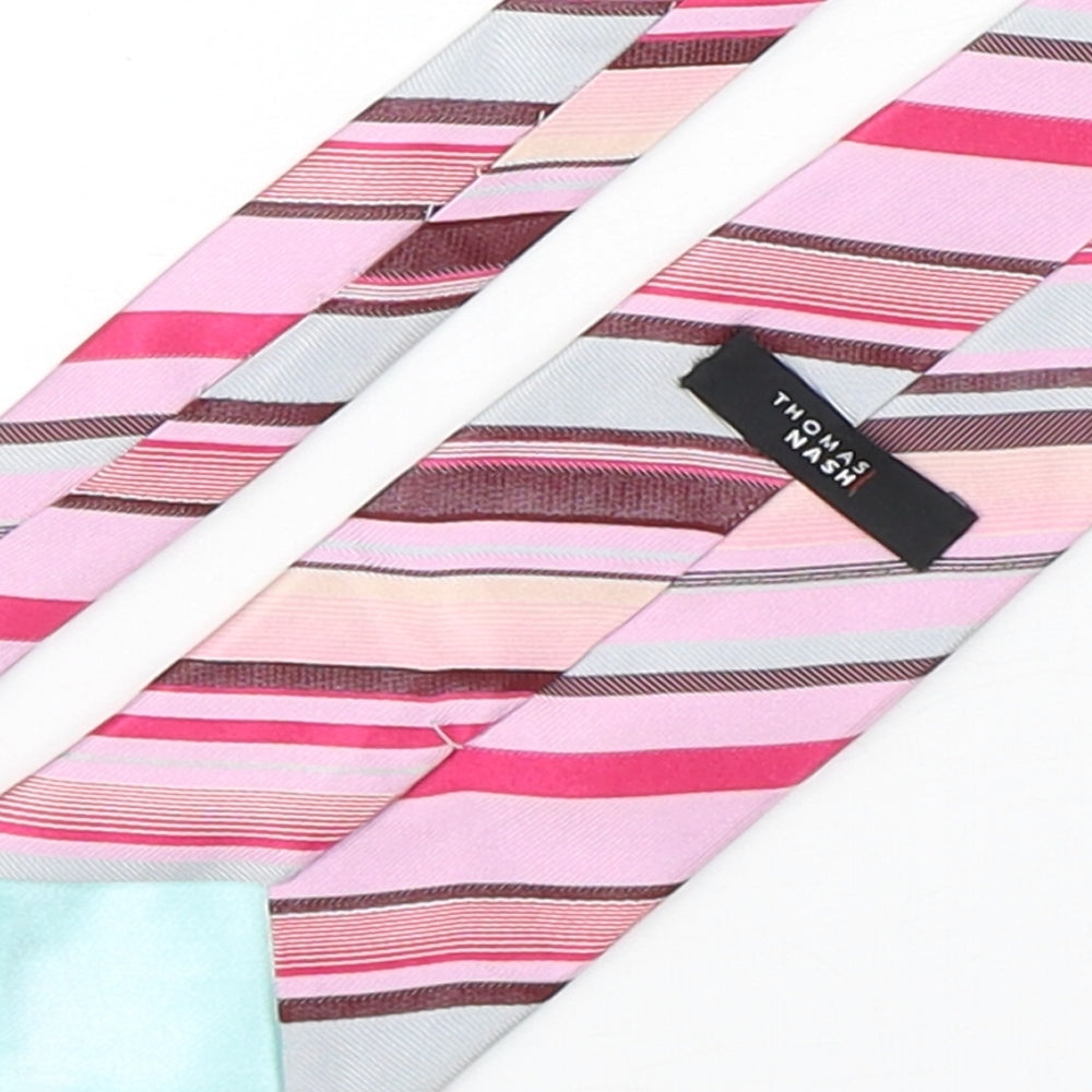 Thomas Nash  Mens Multicoloured Striped Silk Pointed Tie One Size