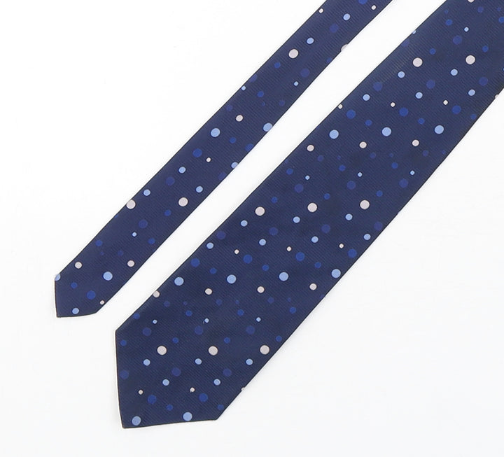 Debenhams Mens Blue Polka Dot Polyester Pointed Tie One Size