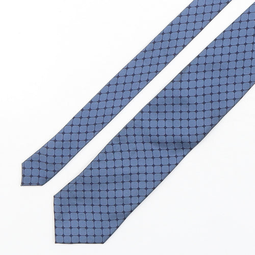 BHS Mens Blue Geometric Silk Pointed Tie One Size