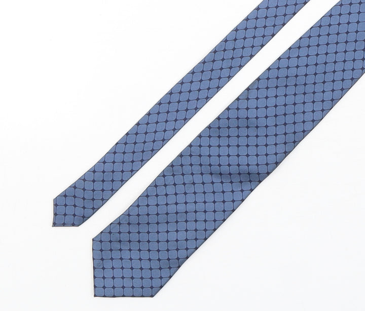 BHS Mens Blue Geometric Silk Pointed Tie One Size