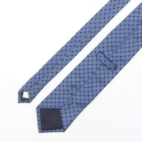 BHS Mens Blue Geometric Silk Pointed Tie One Size