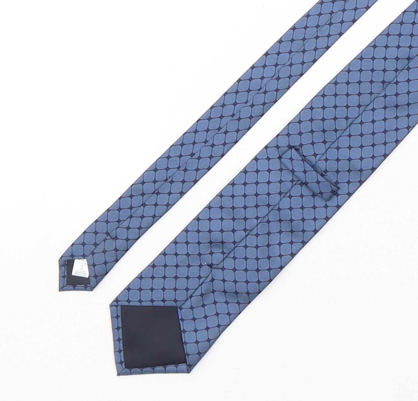 BHS Mens Blue Geometric Silk Pointed Tie One Size