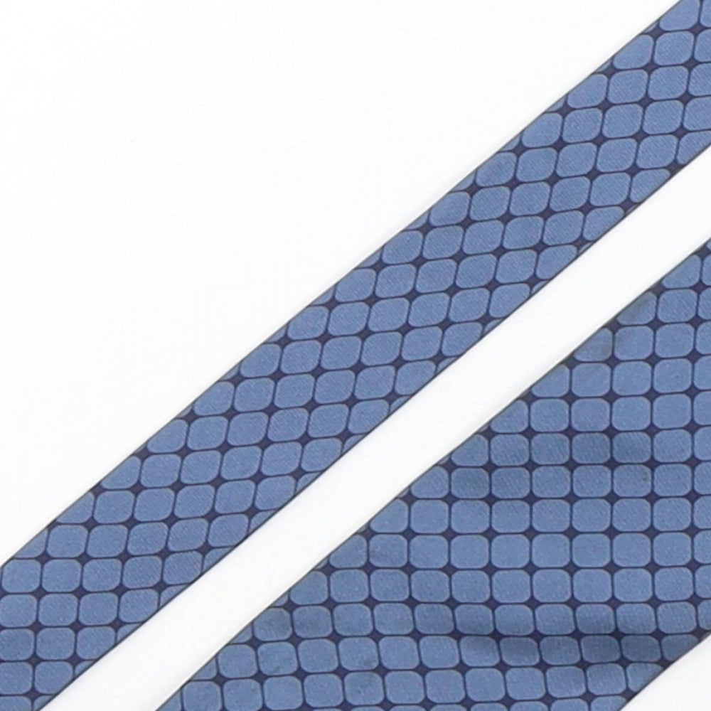 BHS Mens Blue Geometric Silk Pointed Tie One Size