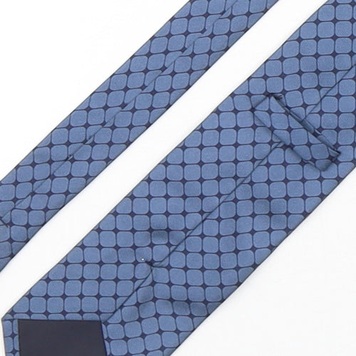 BHS Mens Blue Geometric Silk Pointed Tie One Size