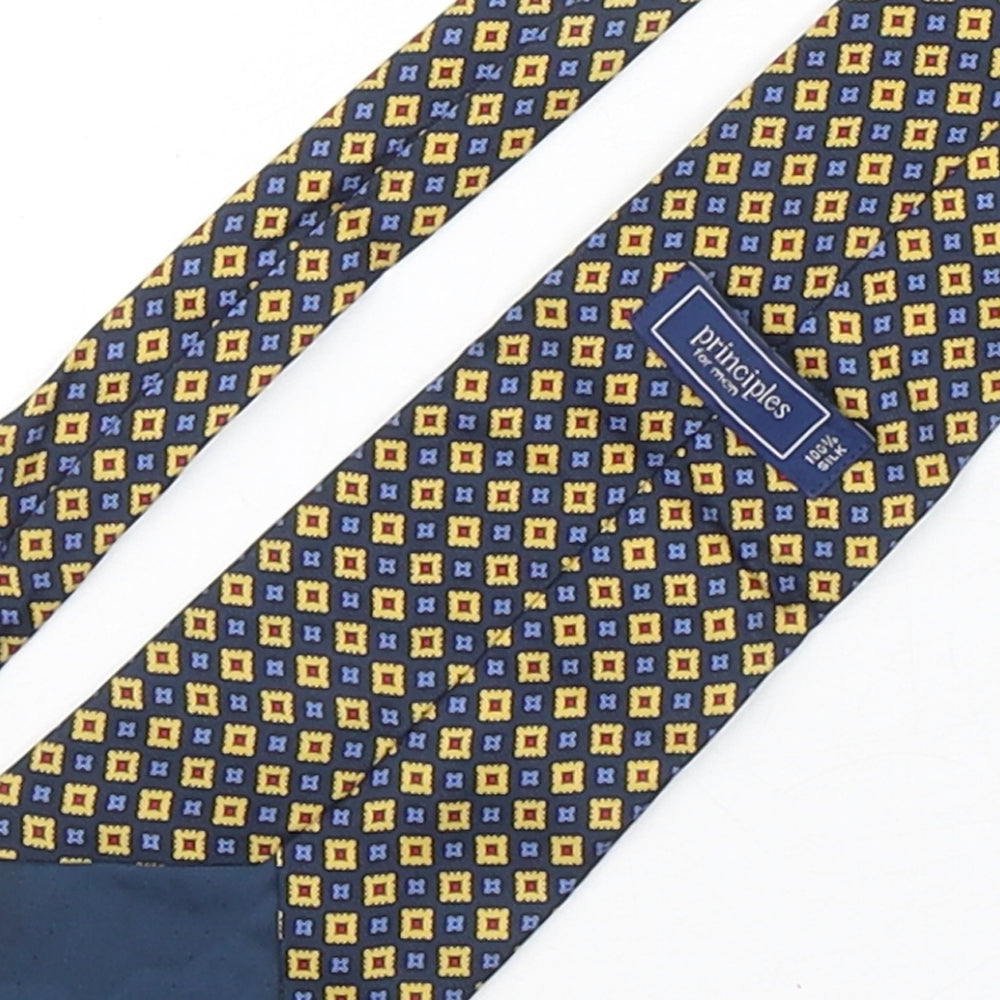 Principles  Mens Multicoloured Geometric Silk Pointed Tie One Size