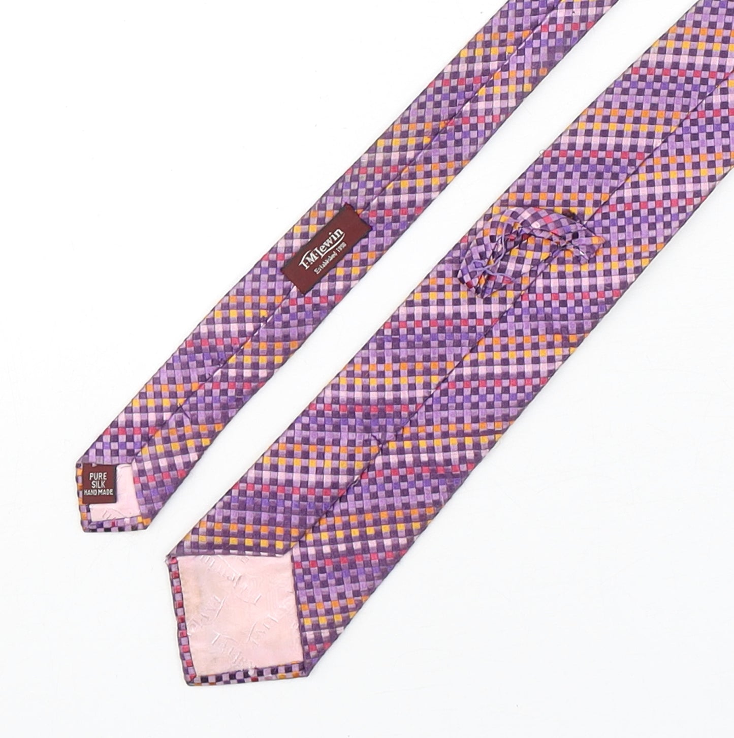 T.M.Lewin  Mens Multicoloured Plaids & Checks Silk Pointed Tie One Size